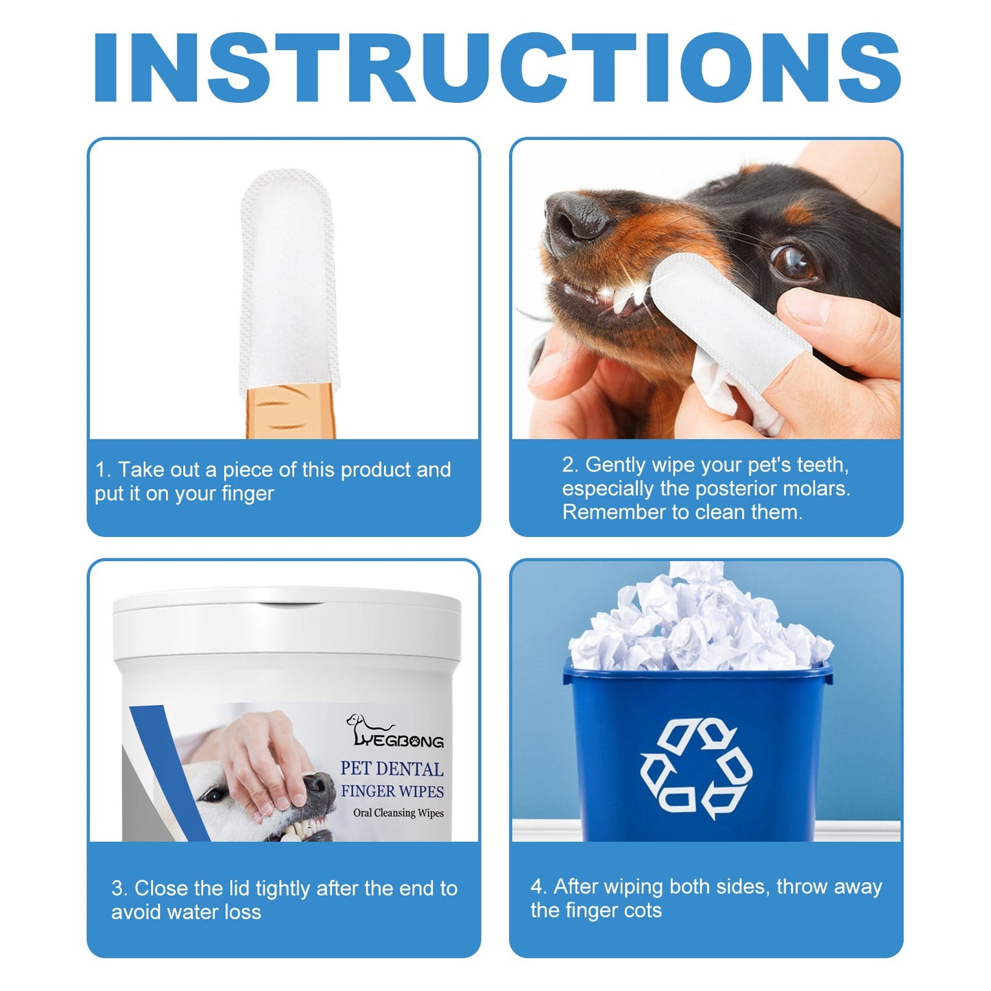 Pet Dental Finger Wipes: Tartar & Plaque Remover for Dogs