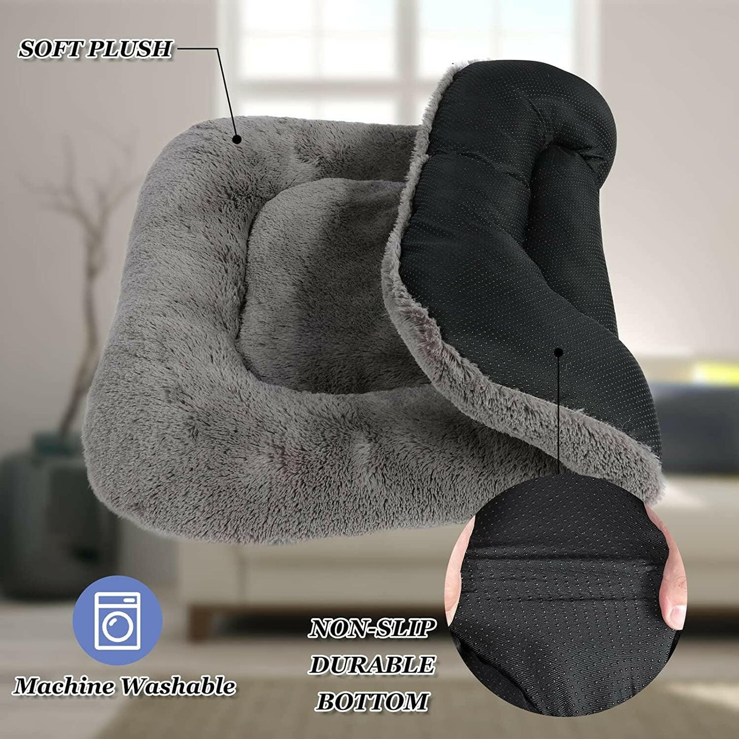 Large Calming Dog Bed | Orthopedic Anxiety Relief for Medium to Large Dogs | 36x24 Inch Machine Washable