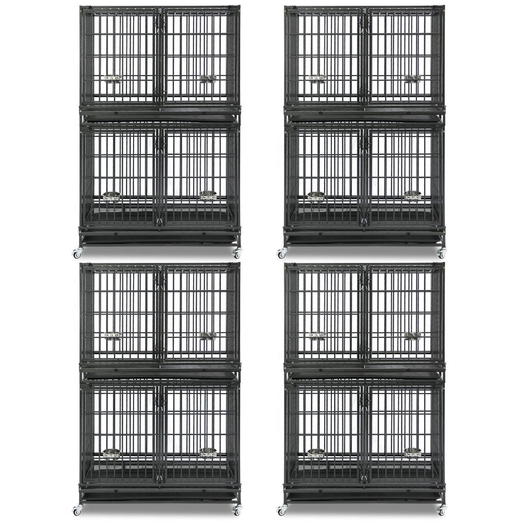 Stackable Heavy Duty Dog Crate | 42" Steel Kennel with Divider