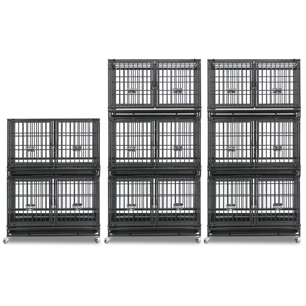 42 Inch Stackable Dog Crate | Double Steel Kennel (Standard Height)