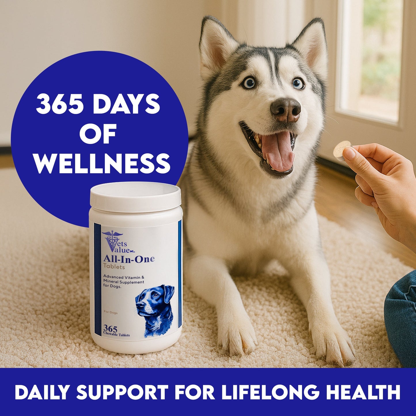 Vets Value All-in-One Dog Vitamins: Daily Multivitamin with Calcium & Zinc | 365 Count
