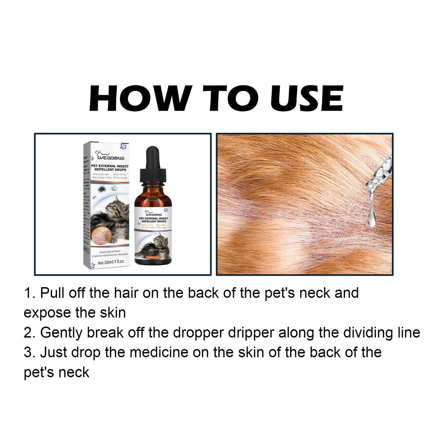 Pet Extracorporeal Insect Repellent Drops for Cats and Dogs | Flea and Tick Removal