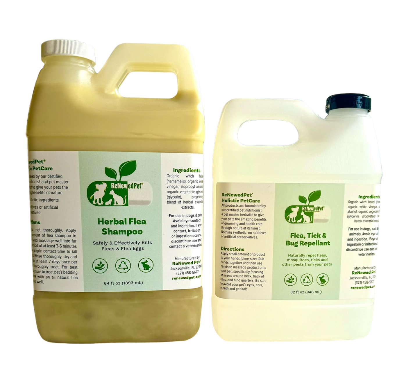 Natural Flea and Tick Treatment Kit for Dogs and Cats | Pet Shampoo & Repellent