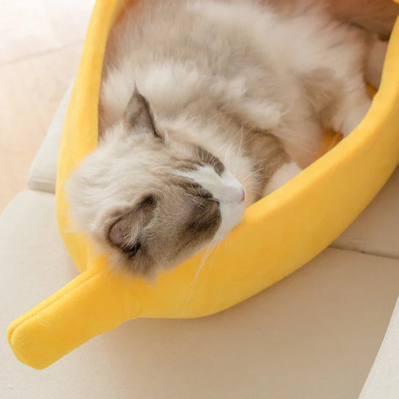 Banana Cat Bed House, Cute & Cozy Hideaway | Peelable Novelty Nest