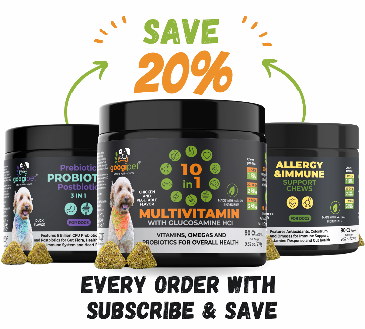 10-in-1 Dog Multivitamin Chews with Probiotics: Chicken Flavor | 90 Count