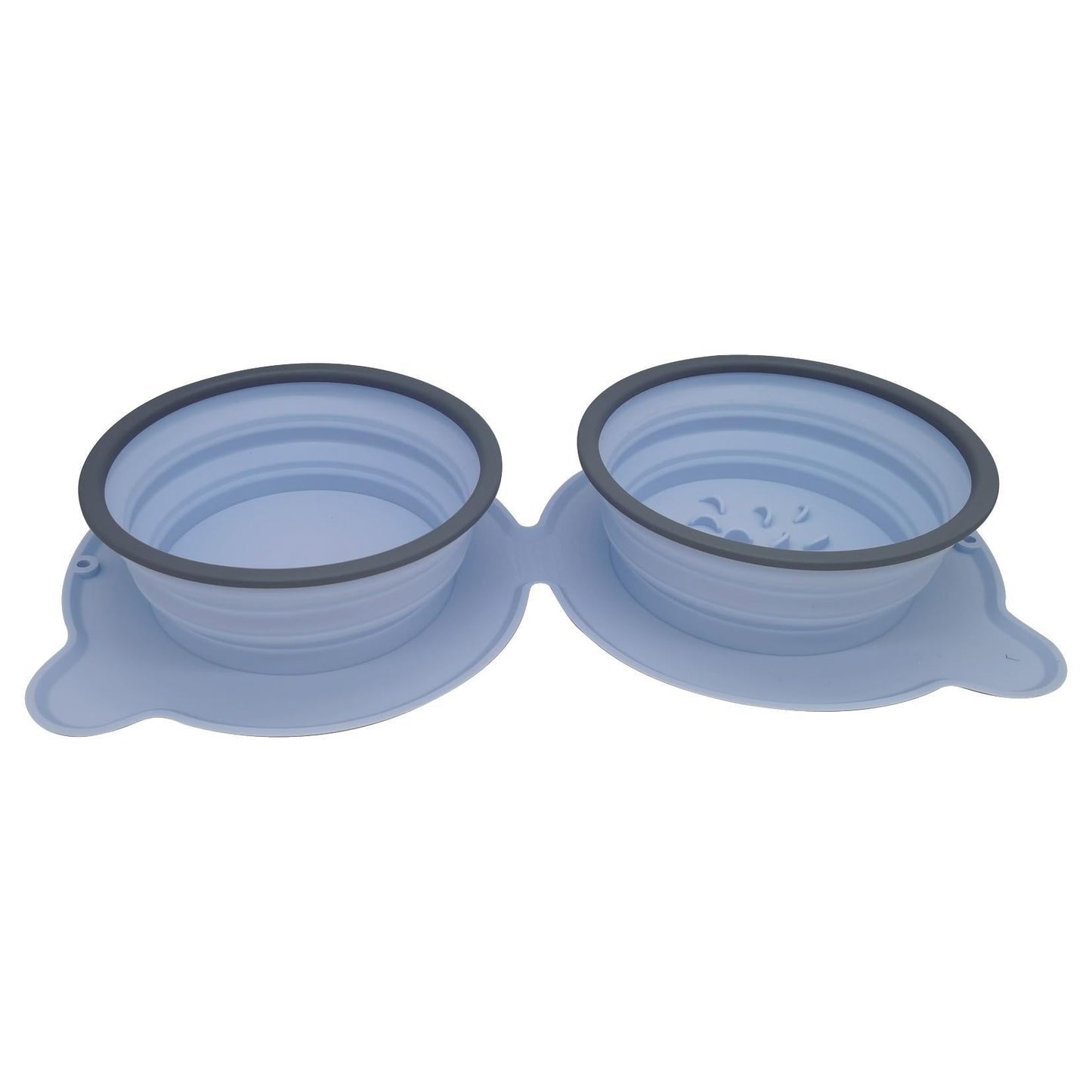 Foldable Silicone Double Dog Bowl | Travel Pet Feeder Set