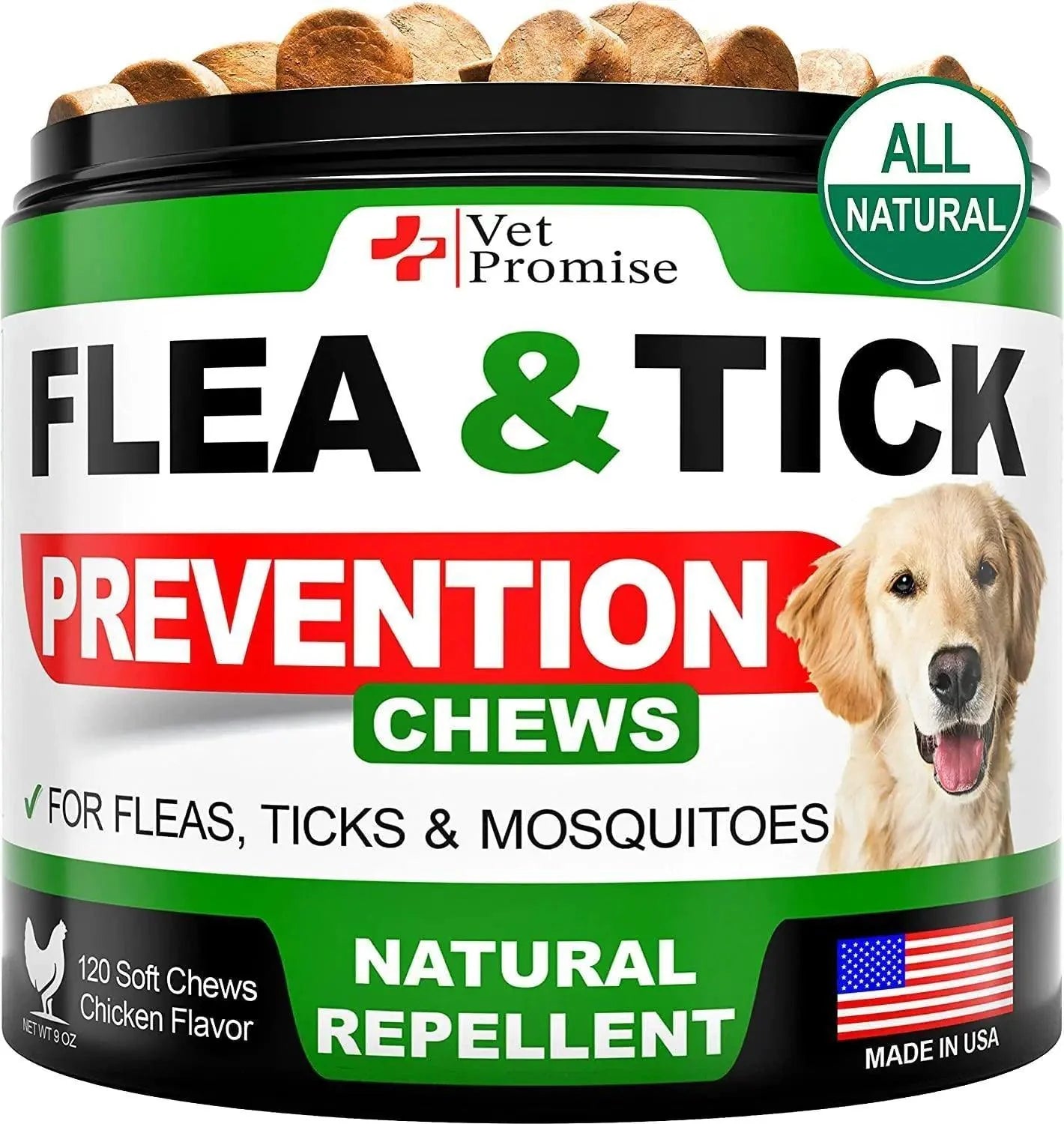 Chicken Flavored Dog Insect Guard Chews: Natural Flea and Tick Protection | 120 Count