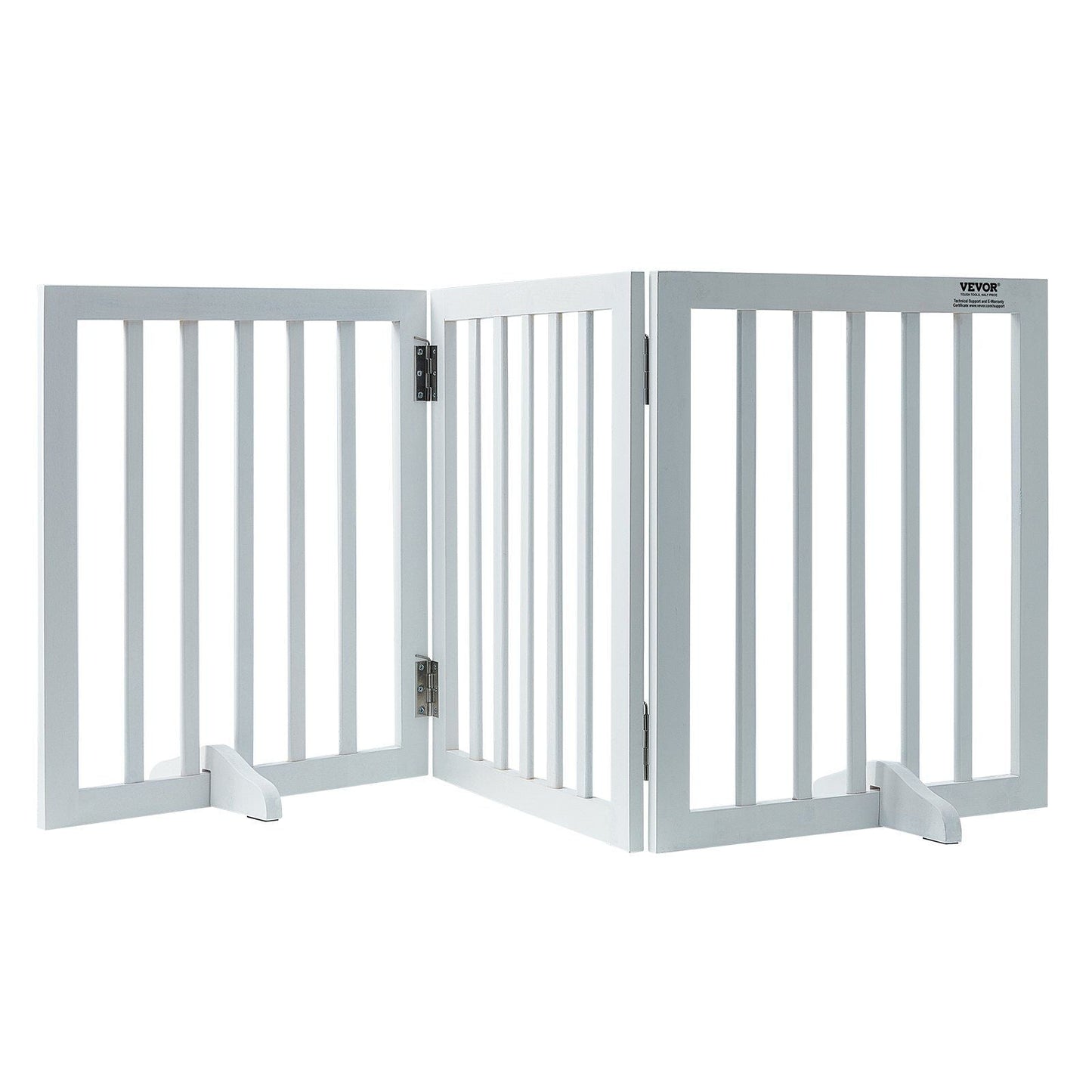 Freestanding Dog Gate 24" H x 60" W, 3-Panel Foldable Indoor Gate, White