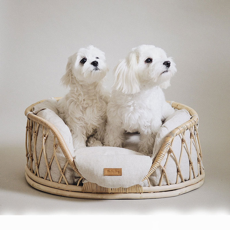Handmade Rattan Dog Bed | Elevated Comfort & Boho Style Pet Couch