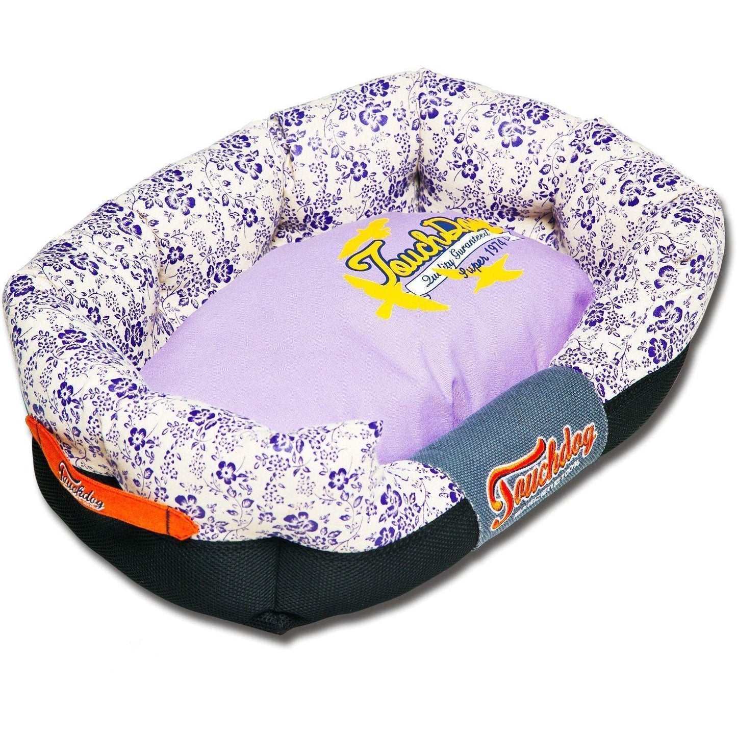 Designer Dog Bed | Touchdog ® Floral Ultra-Plush Rectangular Pet Mat | Medium-Large