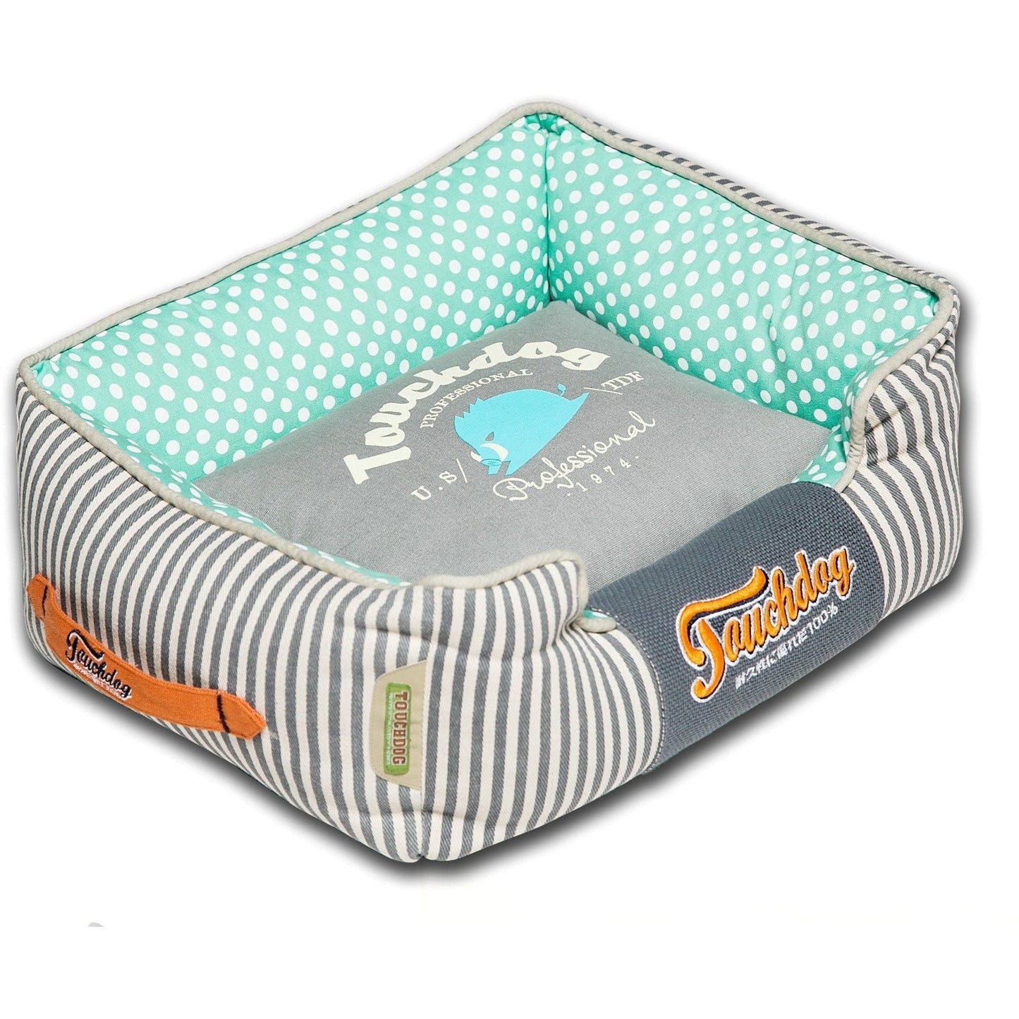 Rectangular Dog Bed | Polka-Dot Designer Cotton Pet Sofa