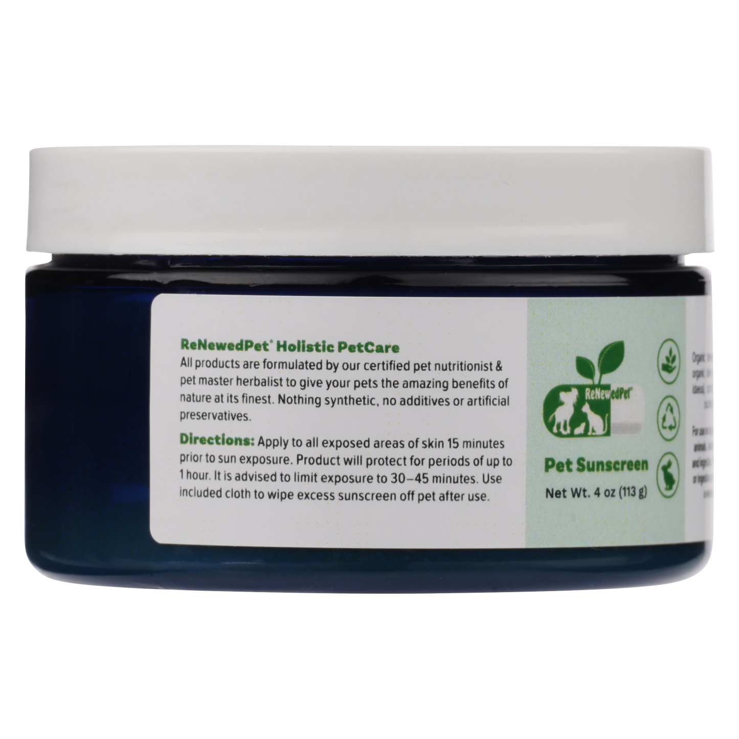 Dog Sunscreen for Skin and Nose Protection: Organic Zinc-Free Balm | 1, 2, 4, or 8 oz