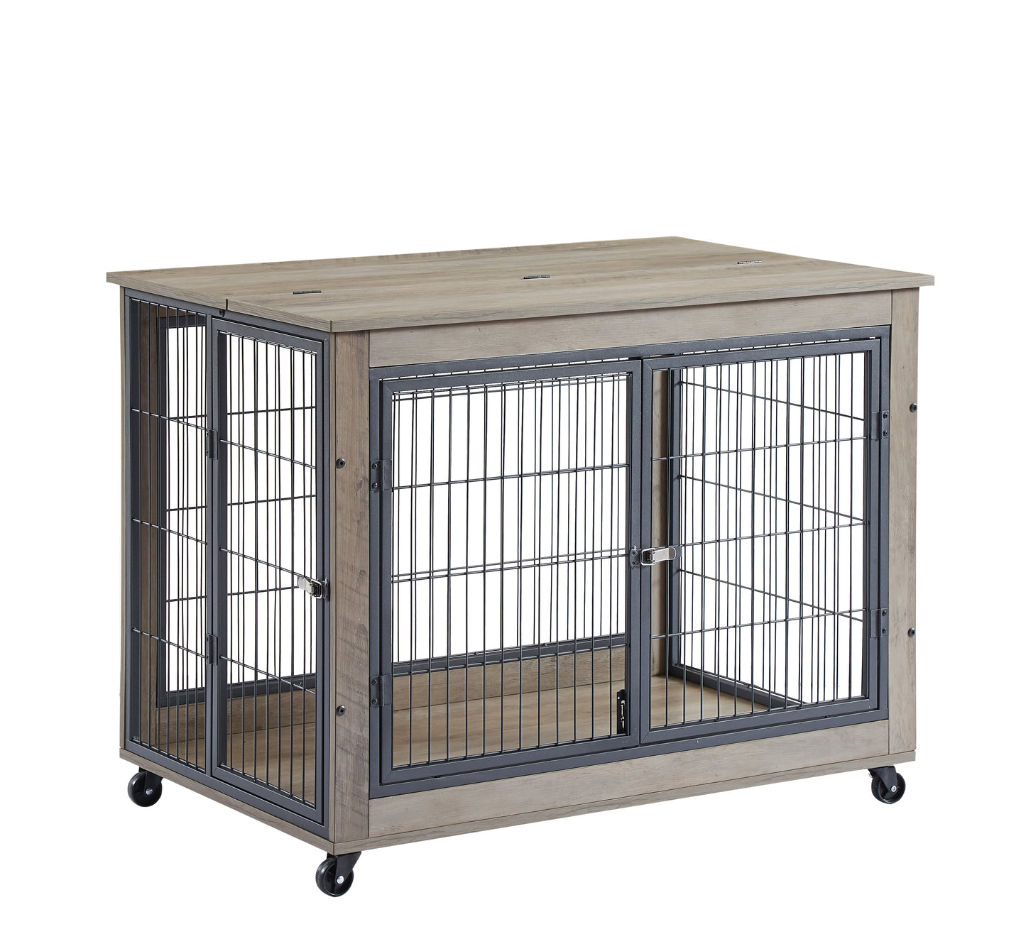 Large Dog Crate End Table | Sliding Barn Door Kennel Dog Crate Furniture