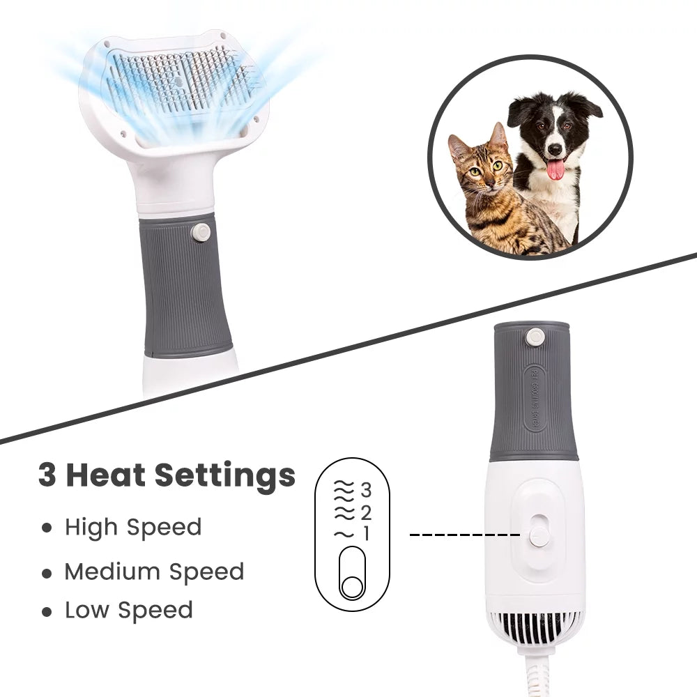 Portable Dog & Cat Grooming Dryer | 2-in-1  Blow Dryer Brush for Pets