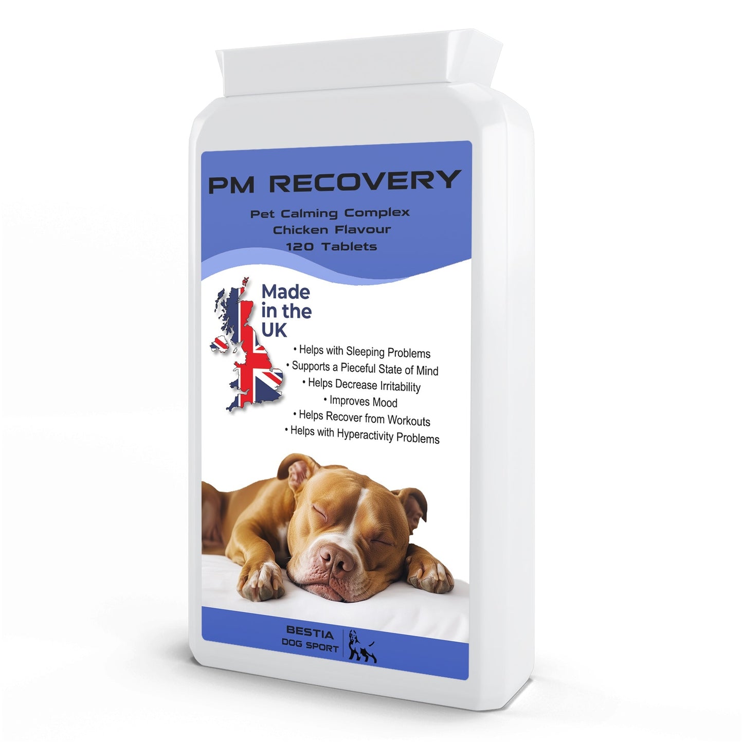 Bestia Dog Sport PM Recovery: Natural Anxiety Relief & Muscle Recovery Tablets | 120 Count