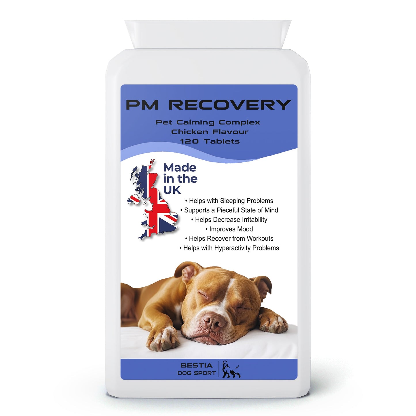 Bestia Dog Sport PM Recovery: Natural Anxiety Relief & Muscle Recovery Tablets | 120 Count