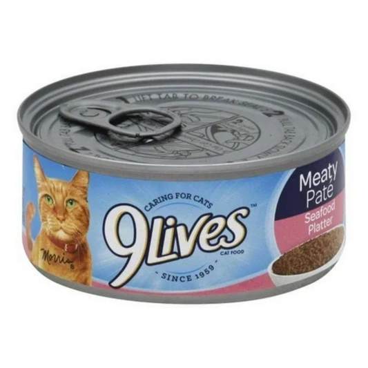 9Lives Meaty Paté Seafood Platter – Wet Cat Food (5.5 oz Can)