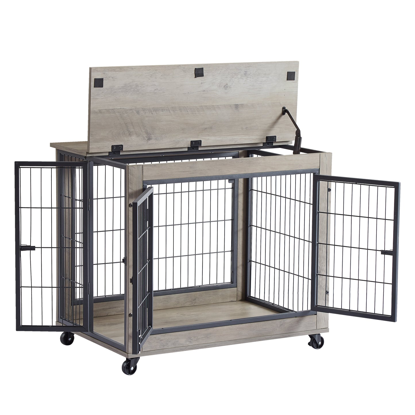 Furniture Style Dog Crate | Rolling 31.5" Indoor Kennel with Lift Top