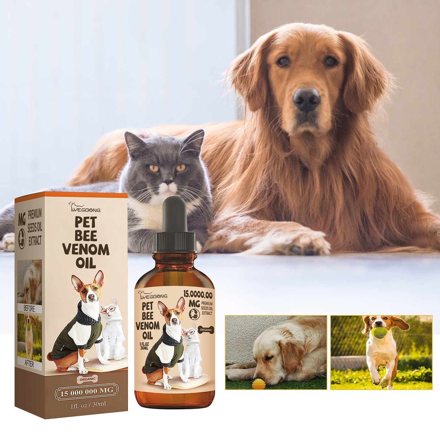 Pet Bee Venom Joint Care Oil – Vitamin K2 & Arnica Relief for Dogs & Cats