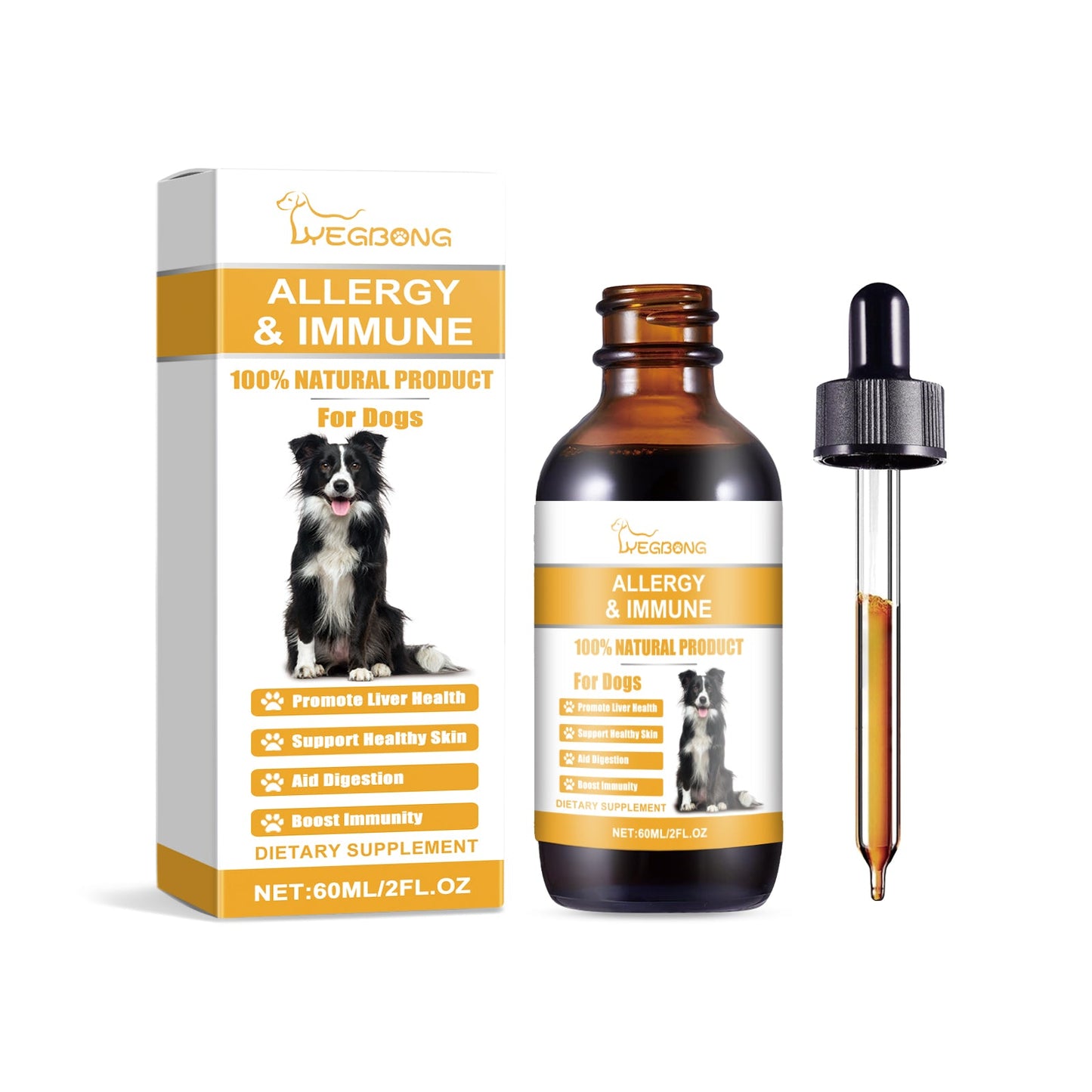 Dog Allergy Relief Drops: Natural Immunity Support with Sorbitol & Erythritol | Oral Care