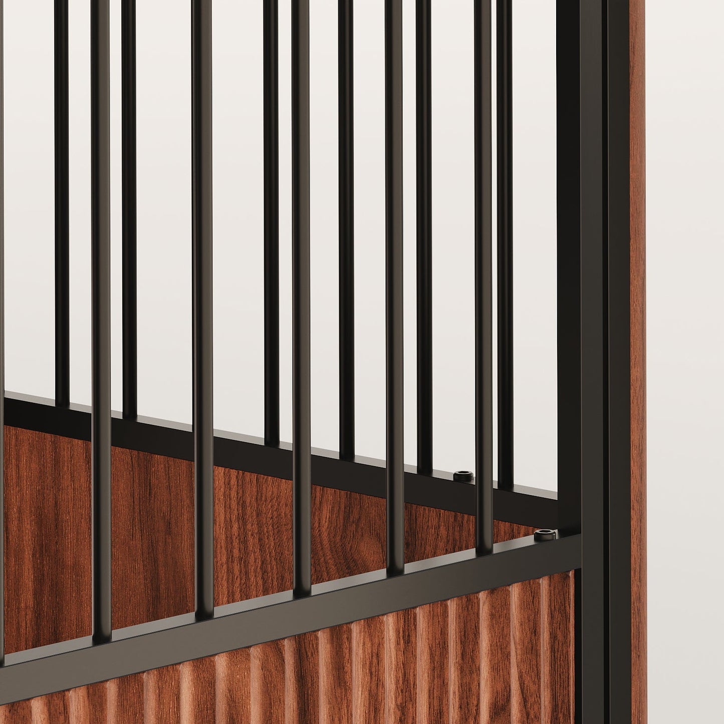 43" Walnut Fluted Wood Dog Crate Furniture | Double Door Pet Kennel