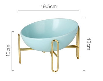 Luxury Raised Ceramic Dog Bowl For Small Dogs With Gold Stand