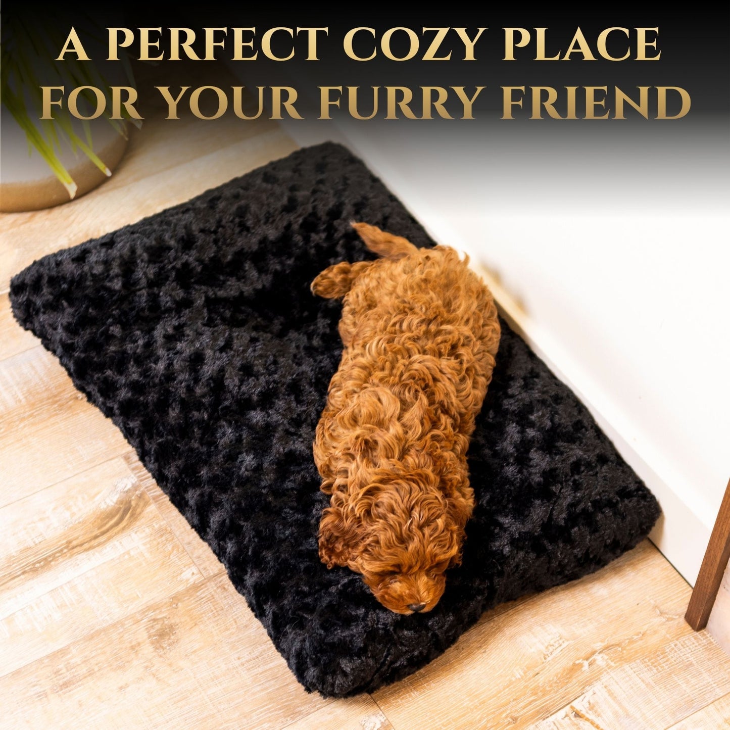 Black Orthopedic Dog Bed | Plush Washable Crate Pet Mat