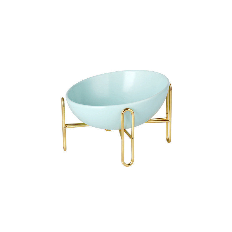 Luxury Raised Ceramic Dog Bowl For Small Dogs With Gold Stand