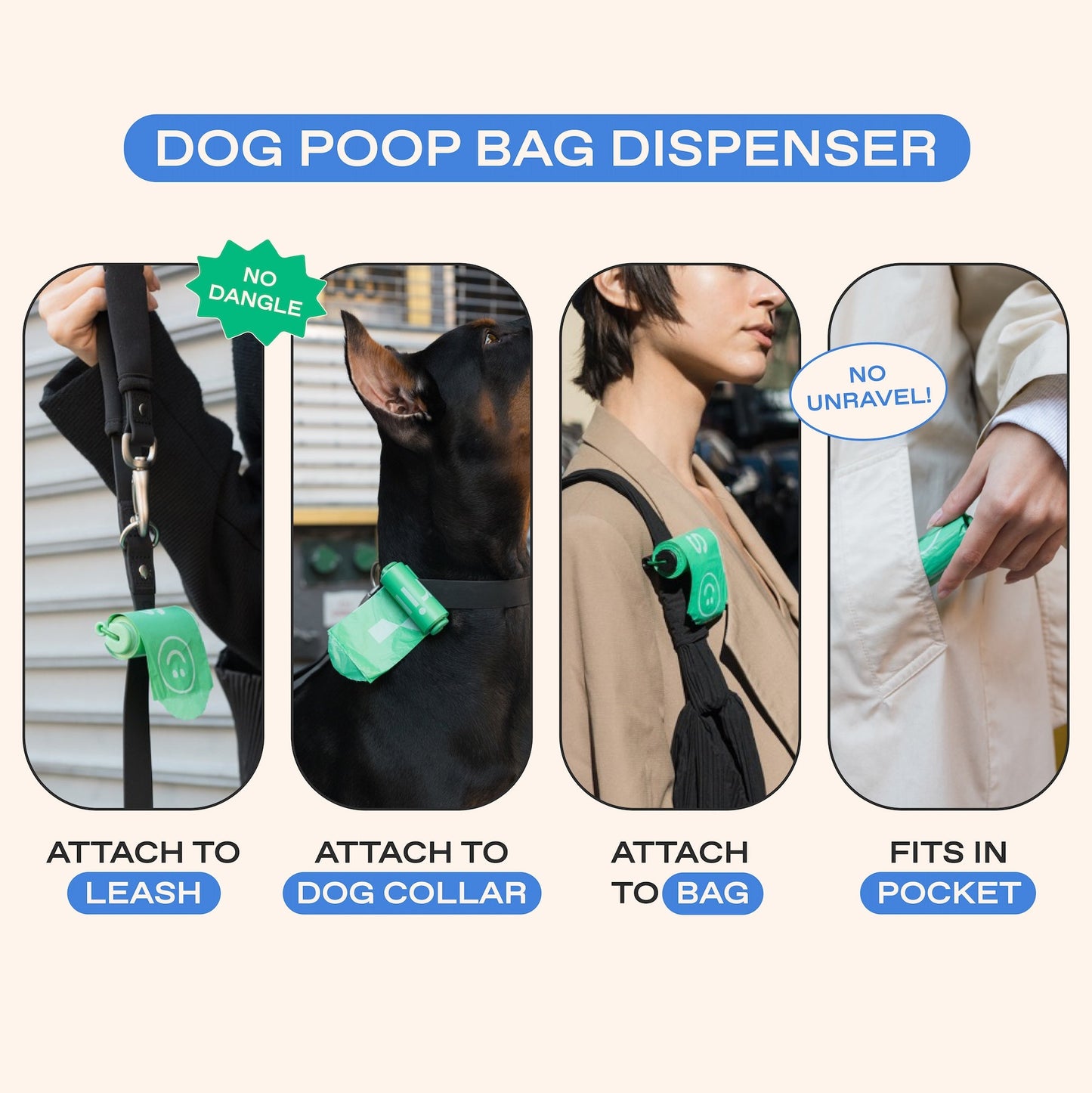 Premium Dog Poop Bag Dispenser with 15 Leak-Proof Bags