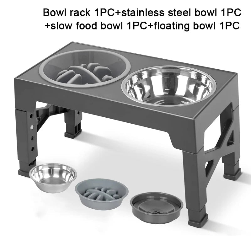 Adjustable Elevated Dog Feeder With Slow Bowl | Large Dogs