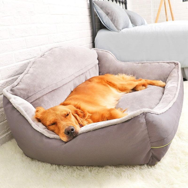 Dog Sofa Bed | High Back Plush Pet Bed | Washable (Grey)