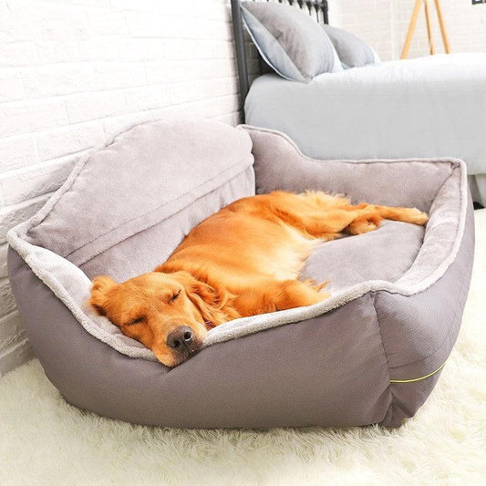 Dog Sofa Bed | High Back Plush Pet Bed | Washable (Grey)