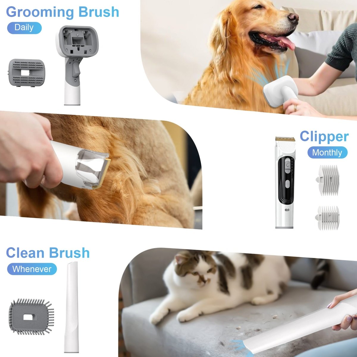 Dog Grooming Kit & Vacuum | Pet Grooming Vacuum with 14KPa Suction
