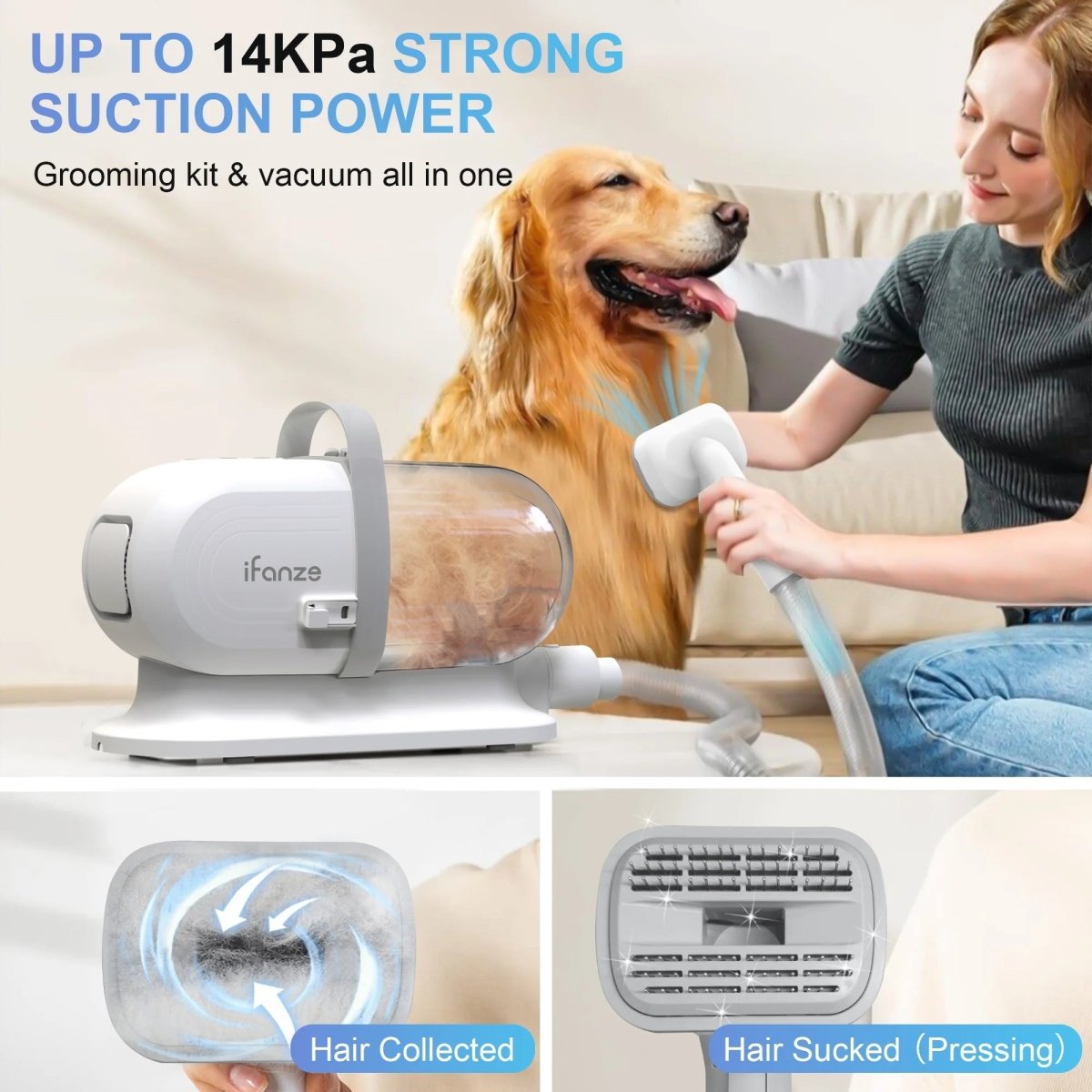 Dog Grooming Kit & Vacuum | Pet Grooming Vacuum with 14KPa Suction