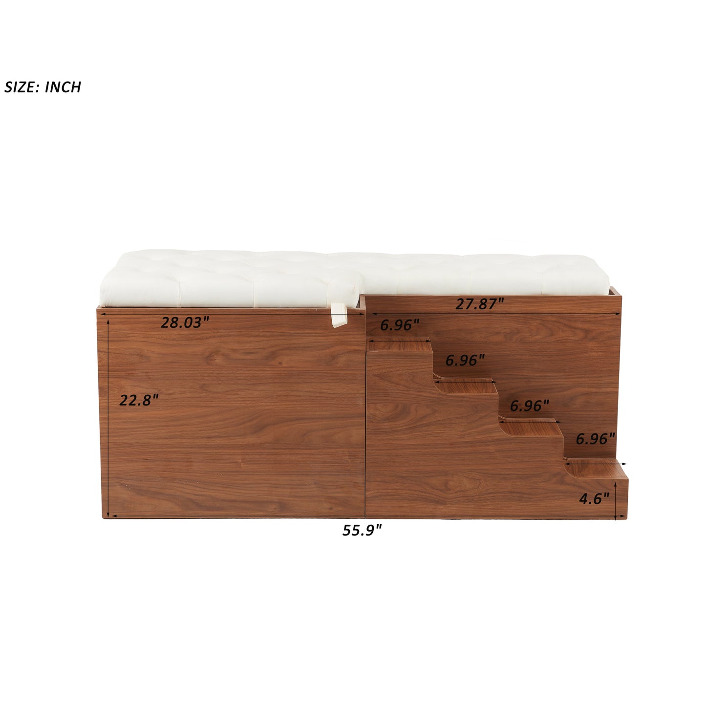 56" Furniture Style Dog Crate with Bench | Sliding Barn Door Kennel (Walnut)
