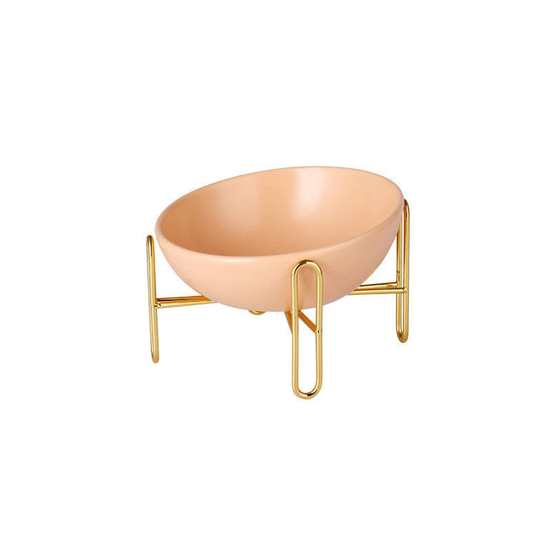 Luxury Raised Ceramic Dog Bowl For Small Dogs With Gold Stand