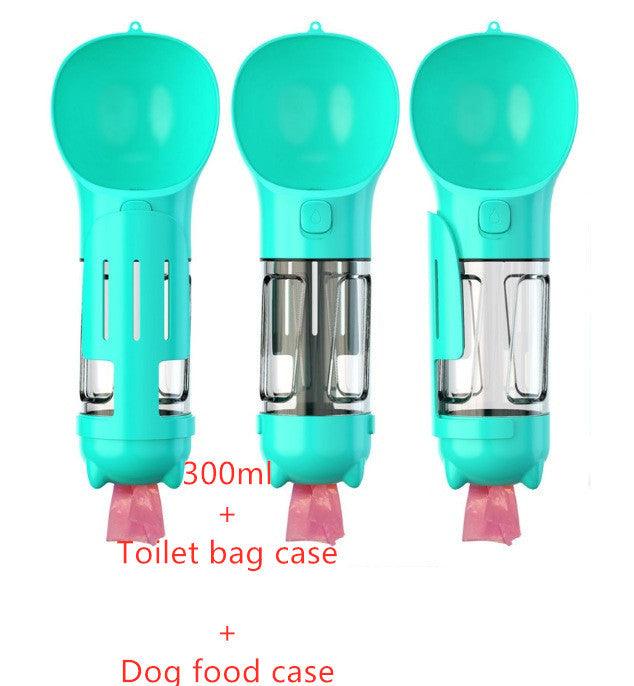 Portable Dog Water Bottle With Poop Bag Holder | 3-In-1