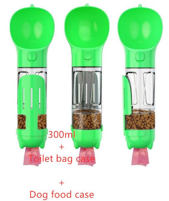 Portable Dog Water Bottle With Poop Bag Holder | 3-In-1