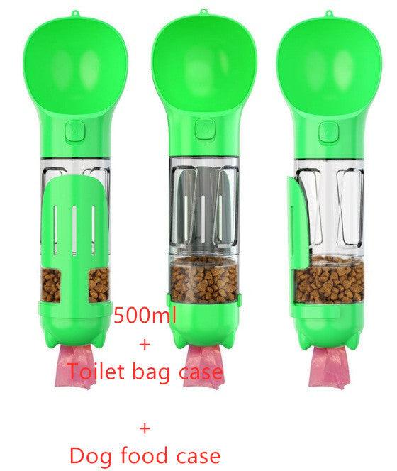 Portable Dog Water Bottle With Poop Bag Holder | 3-In-1
