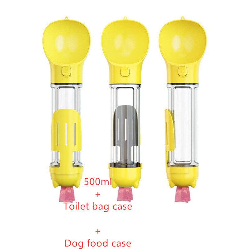 Portable Dog Water Bottle With Poop Bag Holder | 3-In-1