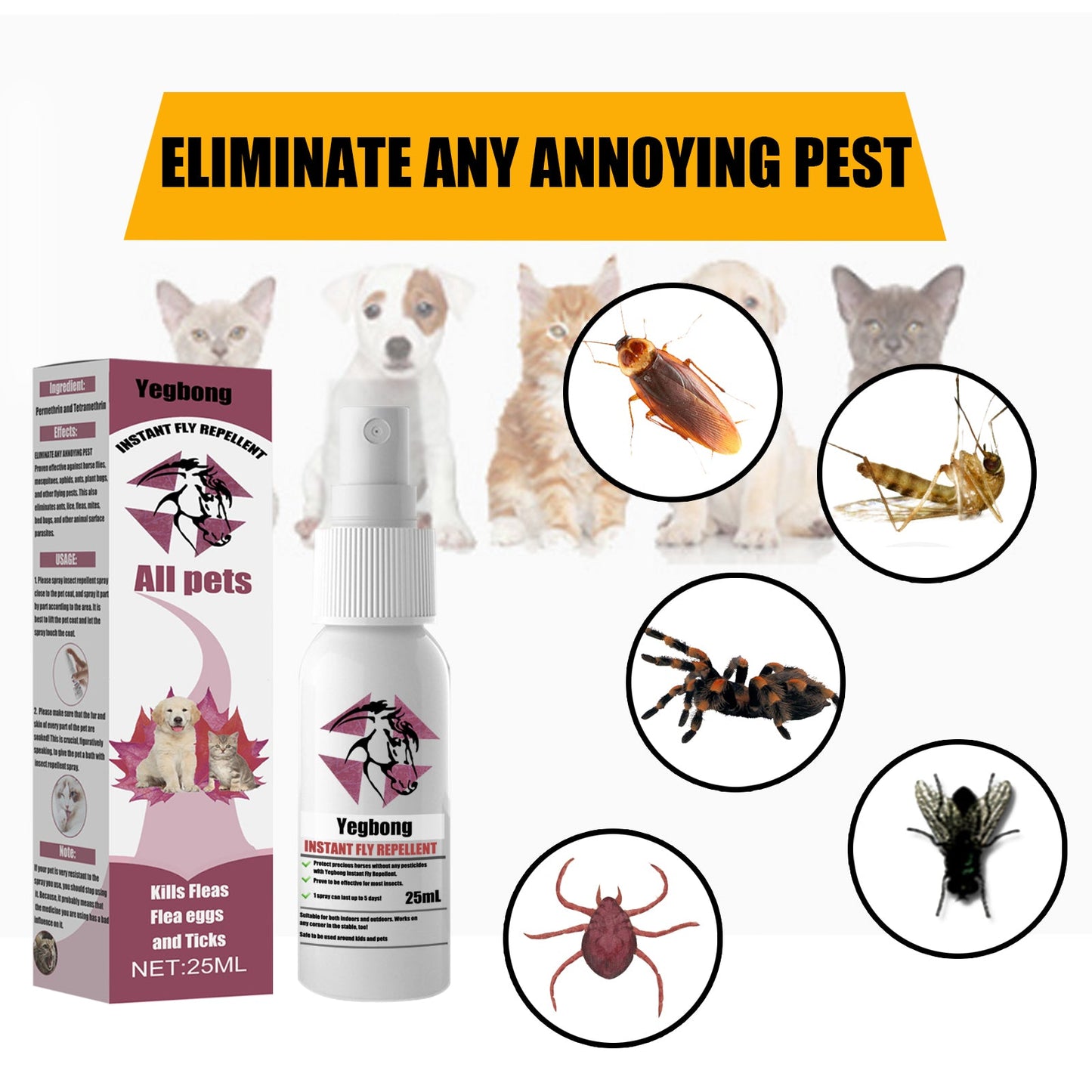 Pet Repellent Spray for Dogs and Cats | Flea, Tick, and Mite Anti-Itch Treatment
