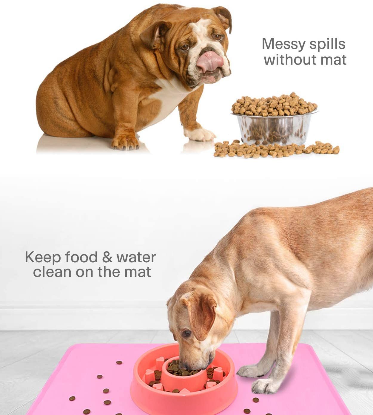 Silicone Dog Bowl Mat With Raised Edges | Waterproof Non-Slip Pet Mat