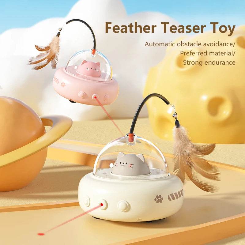 Smart Hover Cat Teaser Toy - Automatic Feather Spinner Cat Toy