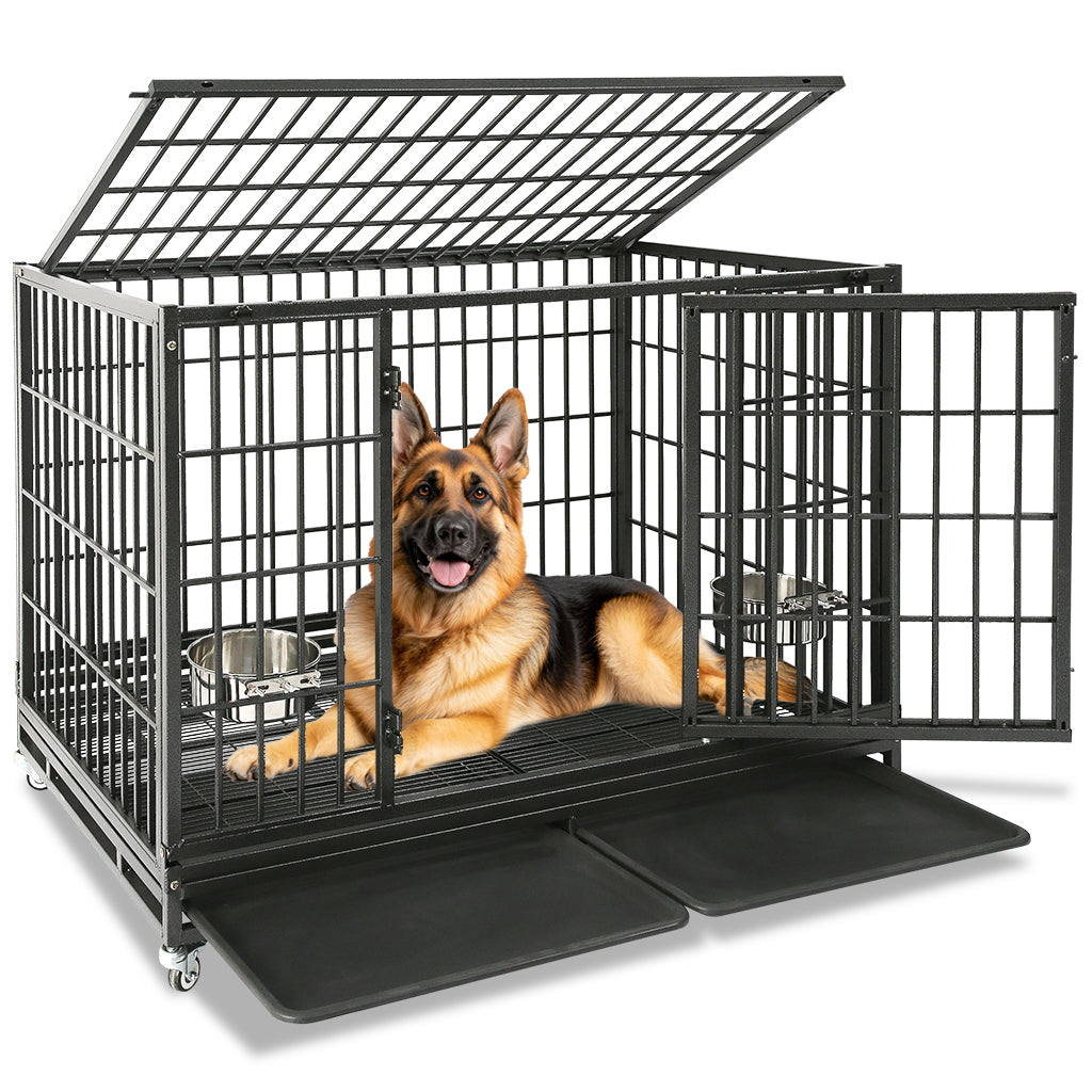 The "Alcatraz" Crate: Escape-Proof 48" Heavy Duty Dog Cage on Wheels
