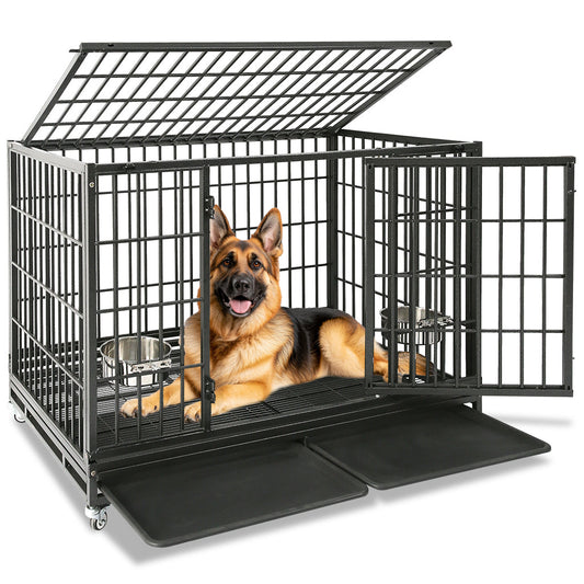 The "Alcatraz" Crate: Escape-Proof 48" Heavy Duty Dog Cage on Wheels