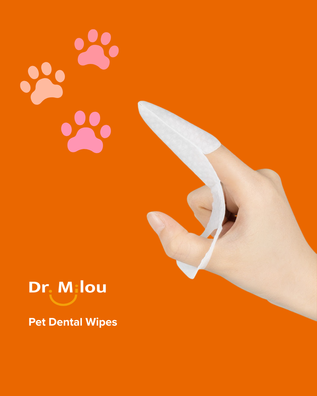Dr. Milou Pet Dental Finger Wipes:  Individually Wrapped Oral Care for Dogs & Cats