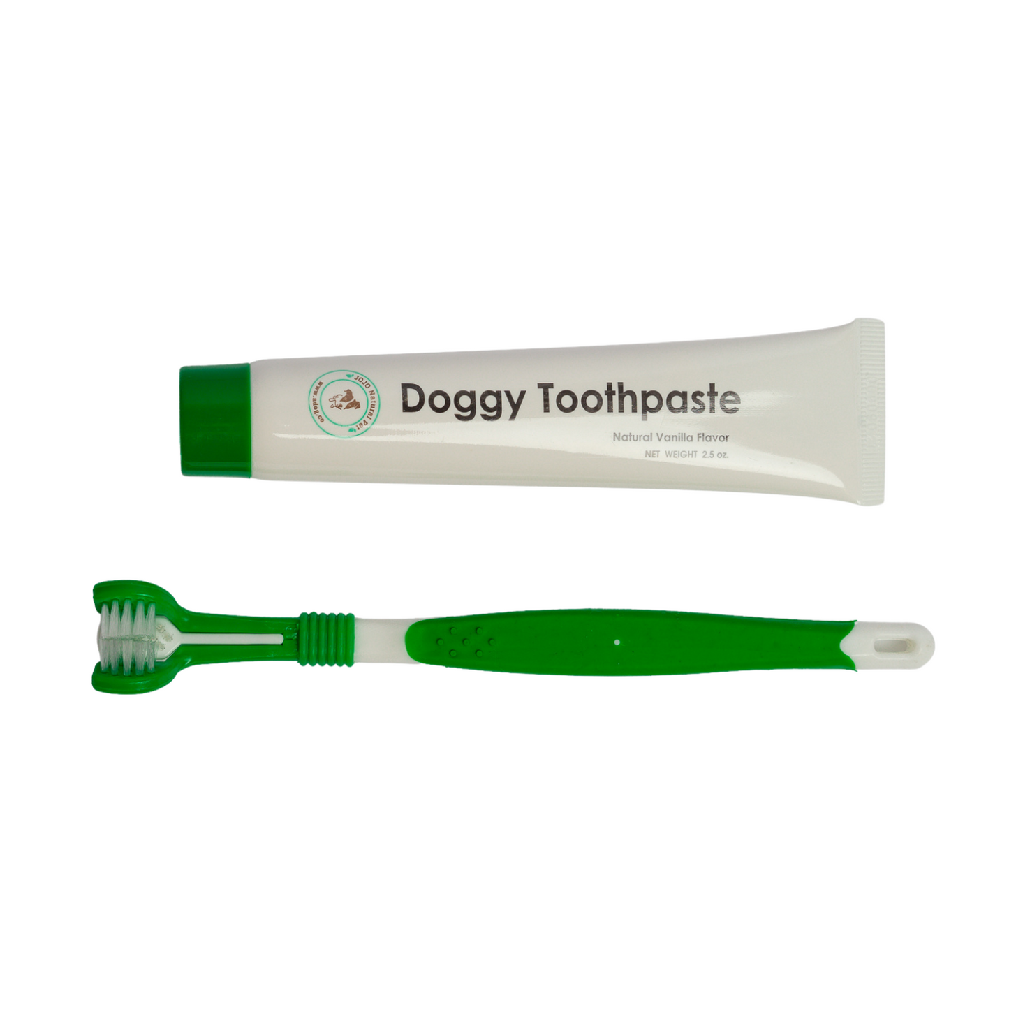Triple Headed Dog Toothbrush and All-Natural Toothpaste Kit – 2-Piece Dog Dental Set