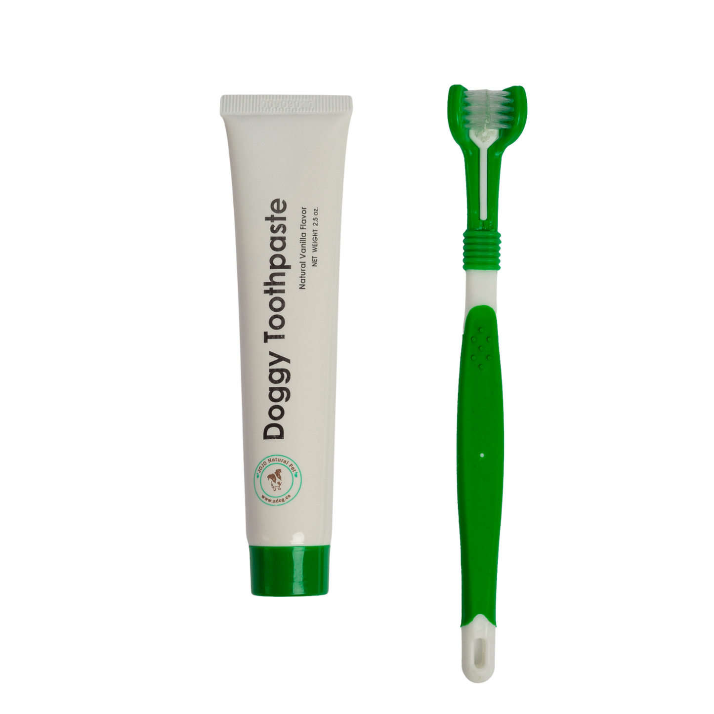 Triple Headed Dog Toothbrush and All-Natural Toothpaste Kit – 2-Piece Dog Dental Set