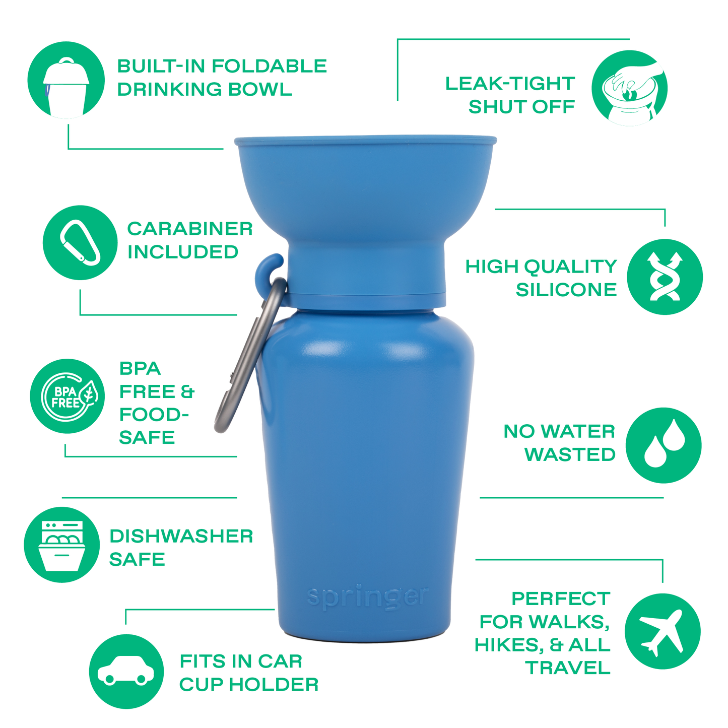 20oz Flip Dog Travel Water Bottle with Fold-Out Bowl