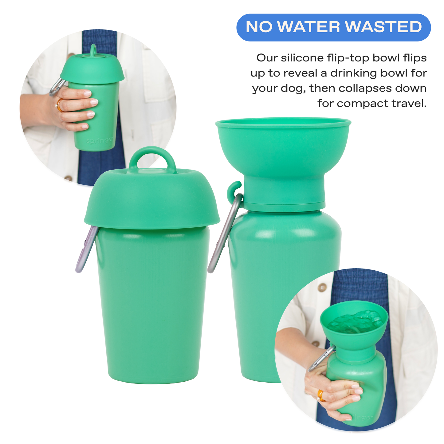 20oz Flip Dog Travel Water Bottle with Fold-Out Bowl